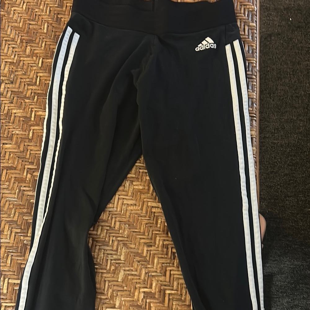 Adidas Black and White Sweatpants with Signature Stripes